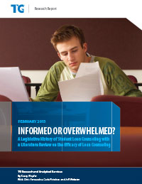 A screenshot of the Trellis report "Informed or Overwhelmed? A Legislative History of Student Loan Counseling with a Literature Review on the Efficacy of Loan Counseling".