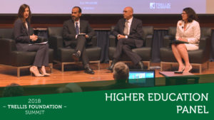 A screenshot image of the Higher Education Panel Discussion from the 2018 Trellis Foundation Summit.